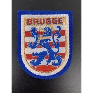 BRUGGE-BRUGES  BELGIUM Felt patch badge souvenir Blue felt gold thread (M)